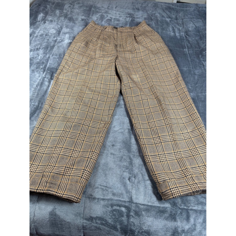 Classiques Entier Plaid Wool Pants High Waist Pleated Trousers Size‎ 8